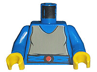 LEGO 973px83c01 - Torso SW Donkergrijs Shirt, Riem met Rode Gesp Patroon / Armen / Gele Handen