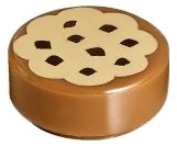 LEGO 98138pb014 - Ronde tegel 1 x 1 met koekje met beige glazuur en roodbruine chocoladespikkels patroon