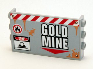 LEGO 98280pb03 - Paneel 1 x 6 x 3 met studs aan zijkanten en 'GOLD MINE' patroon (sticker) - Set 4204