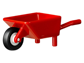 LEGO 98288c01 - Minifiguur, Gereedschap Kruiwagen met Witte Katrolwiel met Zwarte Band 14mm D. x 4mm Glad Klein Enkel met Nummer Geëmbosseerd op Zijkant (98288 / 3464c03)