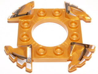 LEGO 98343pb03 - Ring 4 x 4 with 2 x 2 Hole and 4 Serrated Ends with Black and Silver Pattern (Ninjago Spinner Crown)