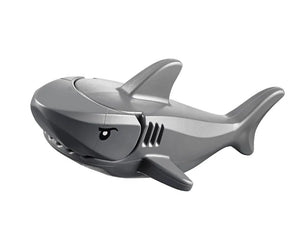 Gray LEGO shark toy figure from the Deep Sea Starter Set 60091, with eyes and gills printed on the side.