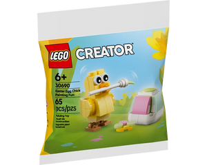 LEGO Creator 30690 Easter Egg Chick Painting Fun polybag showing a yellow brick-built chick painting a pastel Easter egg.