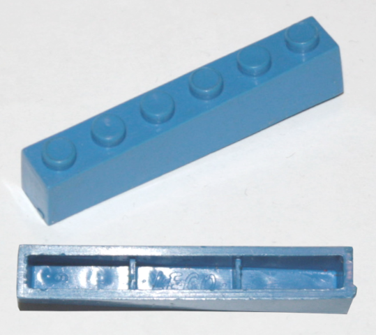 LEGO crssprt02 - Brick 1 x 6 without Bottom Tubes, with Cross Supports