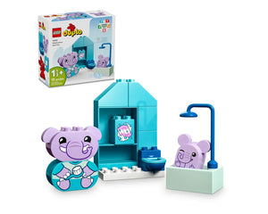 LEGO DUPLO 10413 Daily Routines: Bath Time set with a purple elephant, bathroom structure, bathtub, and product box.