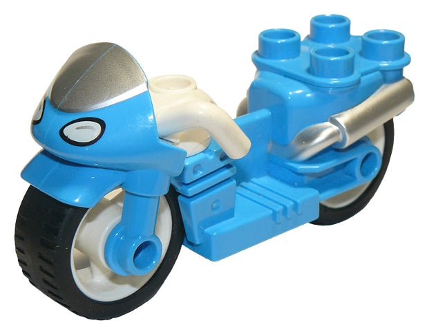 LEGO dupmc3pb05 - Duplo Motorcycle with Rubber Wheels, White Handlebars, Windscreen and Headlights Pattern