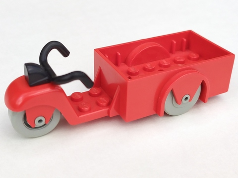 LEGO fabac1 - Fabuland Driewieler (1 Voorwiel) met Zwarte Handvatten en Lichtgrijze Wieltjes