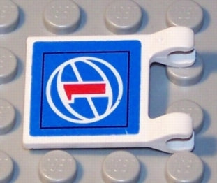LEGO 2335pb043 - Vlag 2 x 2 vierkant met rood nummer 1 en basketbalraam op blauwe achtergrond patroon (sticker) - Sets 3432 / 3433