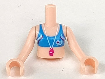 LEGO FTGpb046c01 - Mini pop torso meisje blauwe bikinitop met fluitpatroon, armen met handen