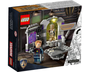 LEGO Marvel 76253 Guardians of the Galaxy Headquarters box displaying Star-Lord and Groot minifigures in their base.