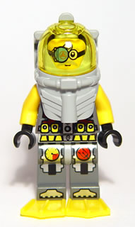 LEGO Minifigure atl023 - Atlantis Diver 7 - Brains - With Yellow Flippers and Trans-Yellow Visor