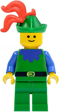 LEGO Minifigure cas133 - Boswachter - Blauw, Groene Hoed, Rode 3-Veren Pluim