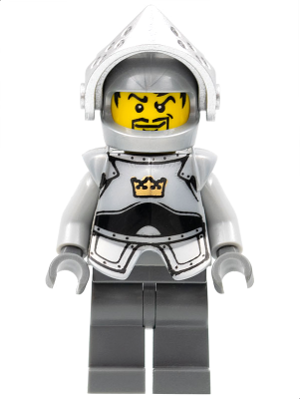 LEGO Minifigure cas335 - Fantasy Era - Crown Knight Plain with Breastplate, Helmet with Visor, Curly Eyebrows and Goatee, Dark Bluish Gray Hips and Legs