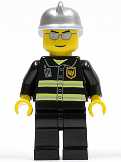 LEGO Minifigure cty0047 - Fire - Reflective Stripes, Black Legs, Silver Fire Helmet, Silver Sunglasses