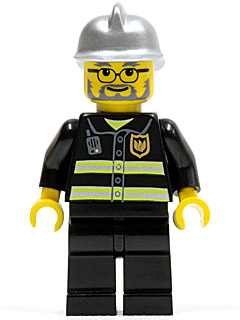 LEGO Minifigure cty0088 - Brandweer - Reflecterende strepen, bril en baard