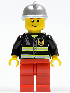 LEGO Minifigure cty0115 - Brandweer - Reflecterende strepen, dunne grijns