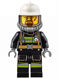 LEGO Minifigure cty0626 - Brandweer - Reflecterende strepen met Utility Belt, Ademhalingsuitrusting met Luchtflessen, Sik