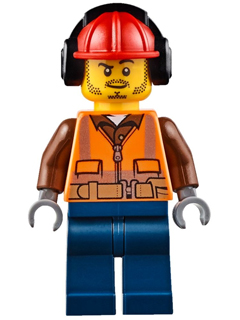 LEGO Minifigure cty0653 - Brandweer - Mannetje, Reflecterende strepen, Stoppelbaard