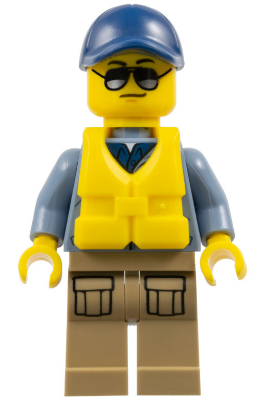 LEGO Minifigure cty0837 - Bergpolitie - Agent Man, Speedboot met Reddingsvest Centrale Gesp