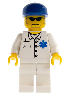 LEGO Minifigure doc023 - Dokter - EMT Star of Life Button Shirt, Kinbaard