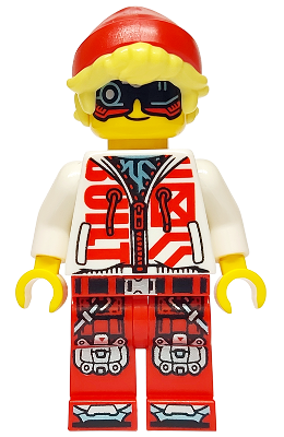 LEGO Minifigure drm069 - Cooper - Black Visor, White Hoodie, Red Legs