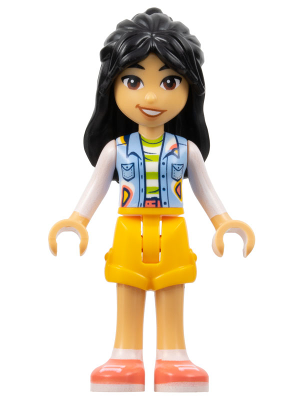 LEGO Minifigure frnd583 - Friends Liann - Bright Light Blue Vest with Pockets, Bright Light Orange Shorts, Coral Shoes