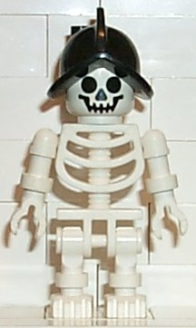 LEGO Minifigure gen011 - Skeleton - Standard Skull, Floppy Arms, Black Conquistador Helmet