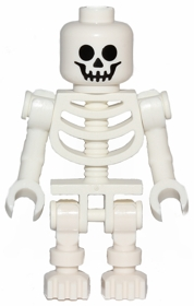 LEGO Minifigure gen047 - Skelet - Standaard Schedel, Gebogen Armen Verticale Greep