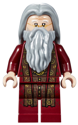 LEGO Minifigure hp147 - Albus Dumbledore - Dark Red Robe, Light Bluish Gray Hair
