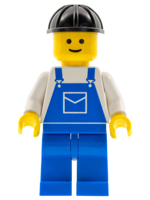 LEGO Minifigure ovr002 - Overalls Blue with Pocket, Blue Legs, Black Construction Helmet