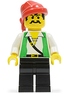 LEGO Minifigure pi051 - Pirate Green Vest, Black Legs, Red Bandana