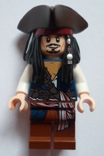LEGO Minifigure poc024 - Captain Jack Sparrow met Tricorne en Blauw Vest