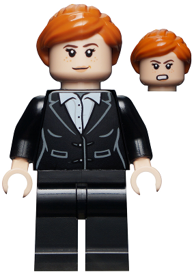 LEGO Minifigure sh0740 - Pepper Potts - Black Suit, Dark Orange Ponytail