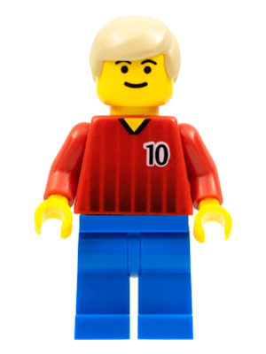 LEGO Minifigure soc067 - Soccer Player - Red and Blue Team with Number 10