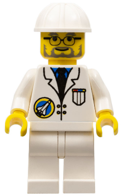 LEGO Minifigure spp014 - Space Port - Scientist, White Construction Helmet, White Legs