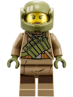 LEGO Minifigure sw0892 - Resistance Trooper - Dark Tan Hoodie Jacket, Ammo Pouch, Stubble, Helmet with Chin Guard