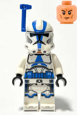 LEGO Minifigure sw1246 - Clone Trooper Officer, 501st Legion (Phase 2) - White Arms, Blue Rangefinder, Nougat Head, Helmet with Holes