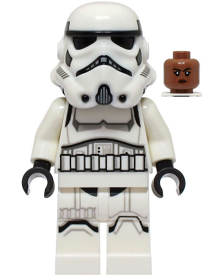 LEGO Minifigure sw1326 - Imperial Stormtrooper - Female, Dual Molded Helmet with Light Bluish Gray Panels on Back, Shoulder Belts, Medium Brown Head