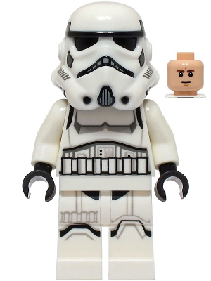 LEGO Minifigure sw1327 - Imperial Stormtrooper - Male, Dual Molded Helmet with Light Bluish Gray Panels on Back, Shoulder Belts, Light Nougat Head