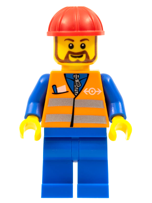 LEGO Minifigure trn230 - Oranje Vest met Veiligheidsstrepen - Blauwe Benen