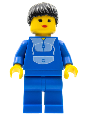 LEGO Minifigure twn046 - Jogging Suit, Blue Legs, Black Ponytail Hair