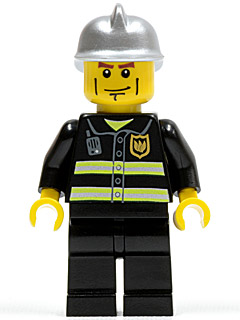LEGO Minifigure twn175 - Brandweer - Reflecterende strepen, wangstrepen