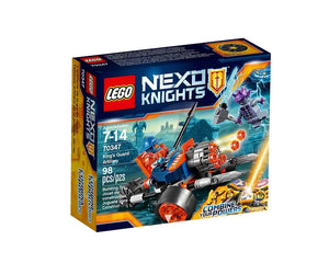 LEGO NEXO KNIGHTS 70347 King's Guard Artillery set box showing a blue and orange vehicle, a knight minifigure, and a monster.