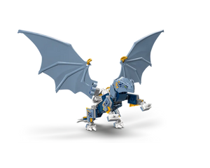 Blue and white LEGO dragon from the Ninjago Zane's Ultra Combiner Mech set 71834, standing with wings spread.