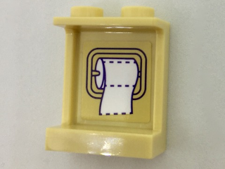 LEGO 87552pb044 - Paneel 1 x 2 x 2 met zijsteunen - Holle studs met toiletrolpatroon aan binnenkant (sticker) - Set 41313
