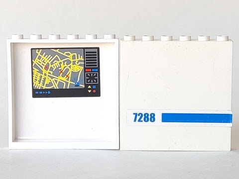 LEGO 59349pb039 - Panel 1 x 6 x 5 with Street Map on Inside and Blue '7288' and Stripe on Outside Pattern (Stickers) - Set 7288