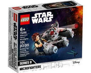 LEGO Star Wars 75295 Millennium Falcon Microfighter box showing the build and Han Solo minifigure.