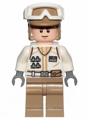 LEGO Minifigure sw1015 - Hoth Rebel Trooper White Uniform, Dark Tan Legs (Frown)