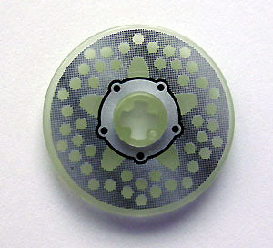 LEGO 2723pb027 - Technic, Disk 3 x 3 with Silver Disk Brake Hub with Black Bolts Pattern (Sticker) - Set 8645