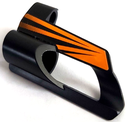 LEGO 32528pb13 - Technic, Panel Fairing # 6 Small Short, Large Hole, Side B with Orange Radiating Stripes Pattern (Sticker) - Set 8516